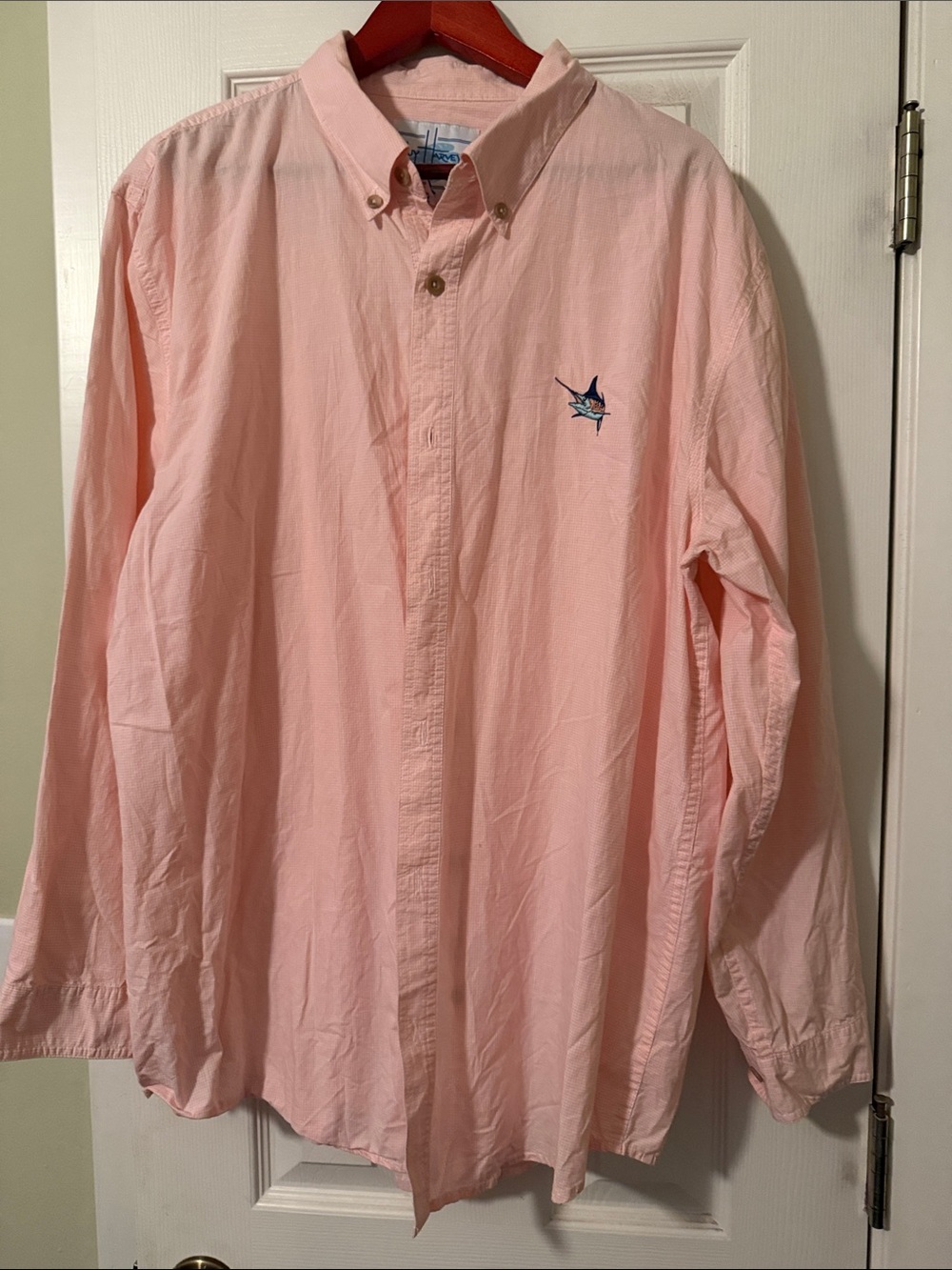 Guy Harvey Pale Pink Button-Down Shirt with Marlin Logo